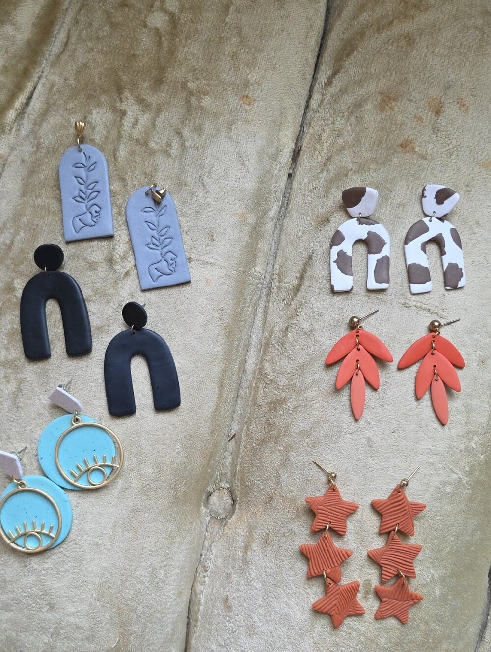 Handmade Kids Polymer Clay Coral Leaf Drop Earrings - Unbranded